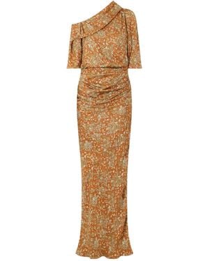 Dries Van Noten One-Shoulder Gathered Floral-Print Crepe Midi Dress - Multicolour