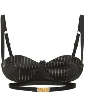 Gcds Pinstripe Satin Bra - Black