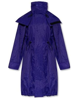 Bottega Veneta Drawstring Hooded Crease-Effect Parka Coat - Blue
