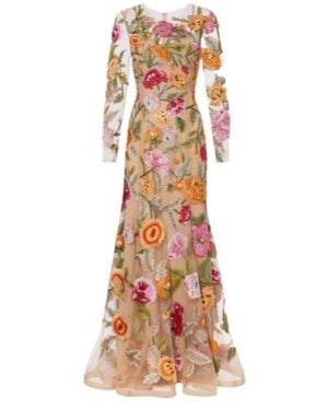 Carolina Herrera Embroidered Floral Tulle Gown - Multicolour