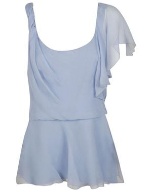 Alberta Ferretti Ruffled Sleeveless Top - Blue