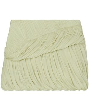 Tory Burch Ruched Silk Miniskirt - Green