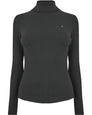 Tommy Hilfiger Dark Turtleneck Knit Top - Black