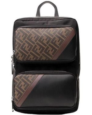 Fendi Ff Motif Panelled Backpack - Black