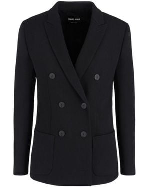 Giorgio Armani Double-Breasted Stretch Blazer - Black