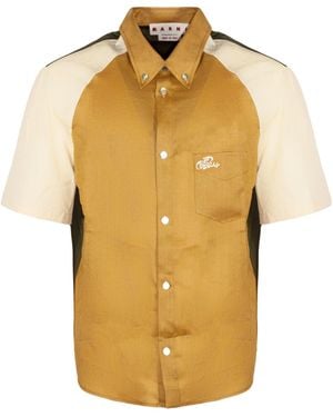 Marni Colour-Block Logo-Embroidered Shirt - Yellow