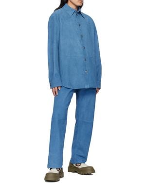 Bottega Veneta Embossed Corduroy Suede Trousers - Blue