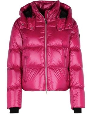 Moose Knuckles Logo-Patch Zipped Down Jacket - Pink