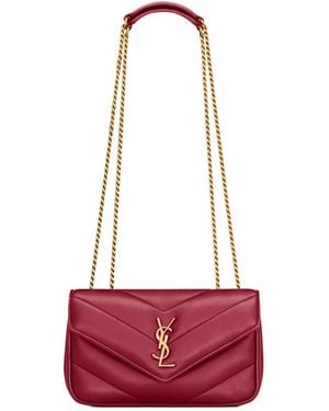Saint Laurent Loulou Foldover Top Mini Shoulder Bag - Red