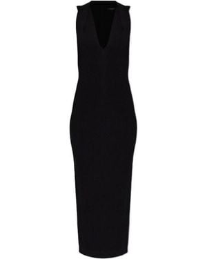 Balmain Deep V-Neckline Dress - Black