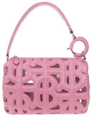 Burberry Mini Quilted Monogram Freya Top Handle Bag - Pink