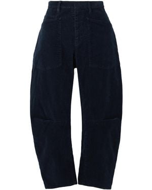 Nili Lotan Shon Cotton-Blend Corduroy Tapered Trousers - Blue