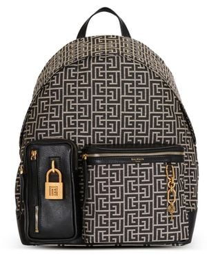 Balmain Pulse Monogram Jacquard Backpack - Grey