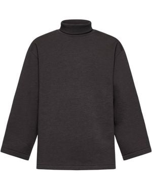 Lemaire Melange-Effect Mock Neck Sweatshirt - Gray
