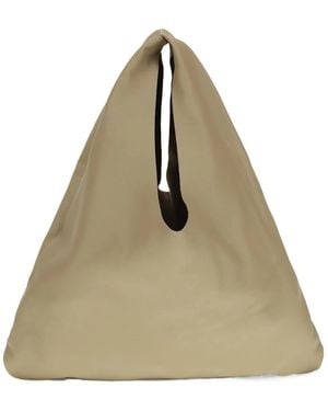 The Row Small Blind Triangular Leather Shoulder Bag - Natural