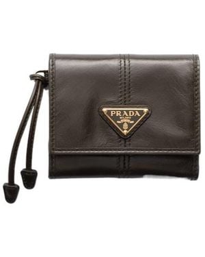 Prada Small Leather Wallet - Black
