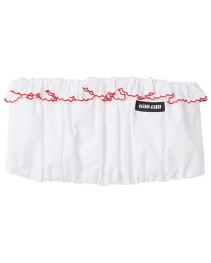 Miu Miu Logo-Label Poplin Bandeau Top - White