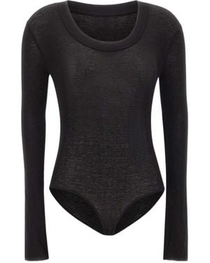 Entire studios Wide Neck Long Sleeve Bodysuit - Black