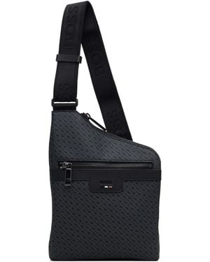 BOSS Zippered Shoulder Bag - Black