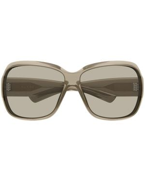 Gucci Eyewear Oversized Frame Sunglasses - Metallic