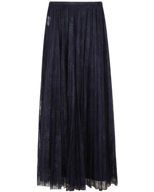 Alberta Ferretti Floral Lace Maxi Skirt - Blue