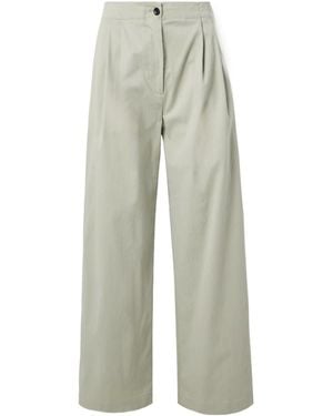 Proenza Schouler Romina Pleated Wide-Leg Casual Trousers - Grey