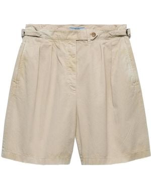 Prada Garment-Dyed Old Gabardine Shorts - Natural