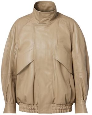 Nour Hammour Long-Sleeved Leather Jacket - Natural