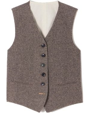 Fortela Demi Mélange Wool-Blend Tweed Vest - Brown