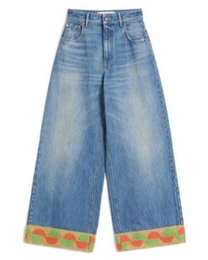 Valentino High Waist Wide Leg Jeans - Blue