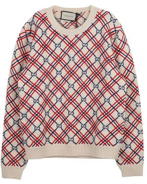 Gucci Long-Sleeved Plaid Jumper - Pink