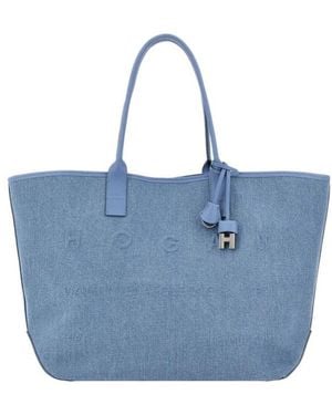 Hogan Logo Detail Tote Bag - Blue