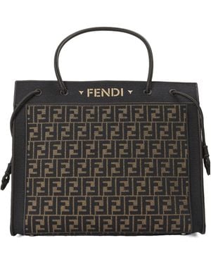 Fendi Jacquard Canvas Shopper Tote - Black