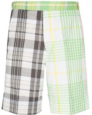 Thom Browne Checked Paneled Shorts - Green