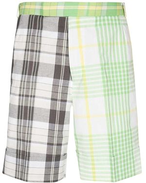 Thom Browne Checked Paneled Shorts - Green