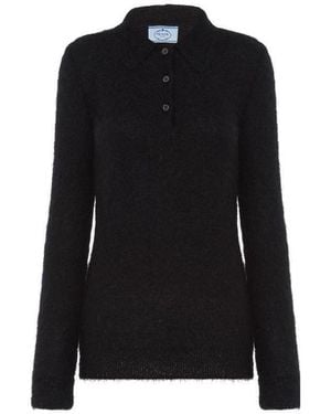 Prada Slim-Fit Mohair Polo Shirt - Black