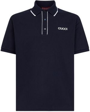 Gucci Cotton Pique Polo Shirt - Blue