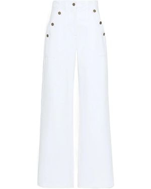 Max Mara Cotton Bull Denim Wide-Leg Pants - White