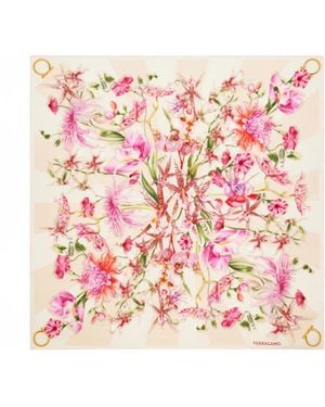Ferragamo Gaia Print Silk Scarf - Pink