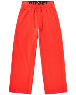 DIESEL Leslie-D-Pop Logo-Waistband Drawstring Track Pants - Red