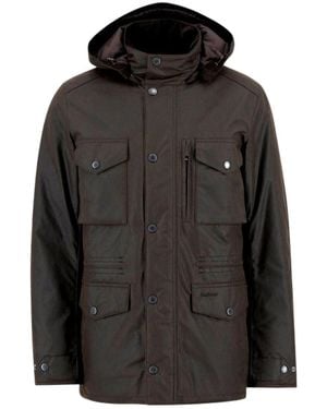 Barbour Winter Sapper Hooded Wax Jacket - Black