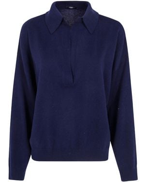 Seventy Wool Cashmere Blend Polo Neck Jumper - Blue