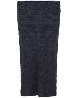Victoria Beckham Folded Detail Merino Wool Blend Knit Midi Skirt - Blue