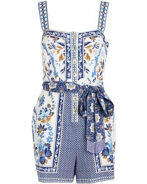 FARM Rio Printed Romper Jumpsuit - Blue