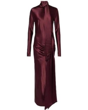 Galvan London Emilie Tie-Neck Satin Maxi Dress - Red
