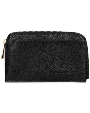 Longchamp Zip-Around Leather Wallet - Black
