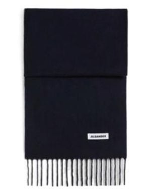 Jil Sander Slim Wool Scarf - Blue