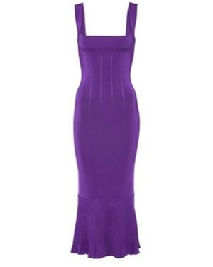 Galvan London Atalanta Ruffled Midi Dress - Purple