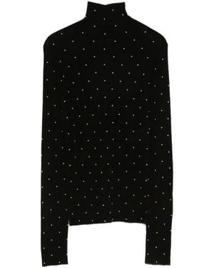 Rabanne Rabanne Second-Skin Stud-Embellished Knitted Turtleneck Top - Black