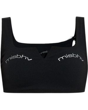 MISBHV V-Neck Logo Crop Top - Black